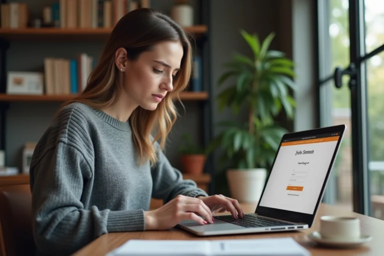 Femme effectuant un paiement en ligne sur un ordinateur portable sans authentification 3D Secure