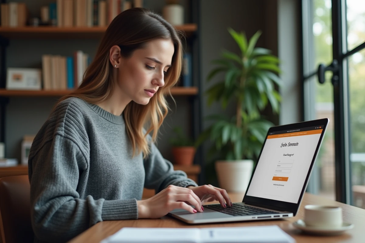 Femme effectuant un paiement en ligne sur un ordinateur portable sans authentification 3D Secure